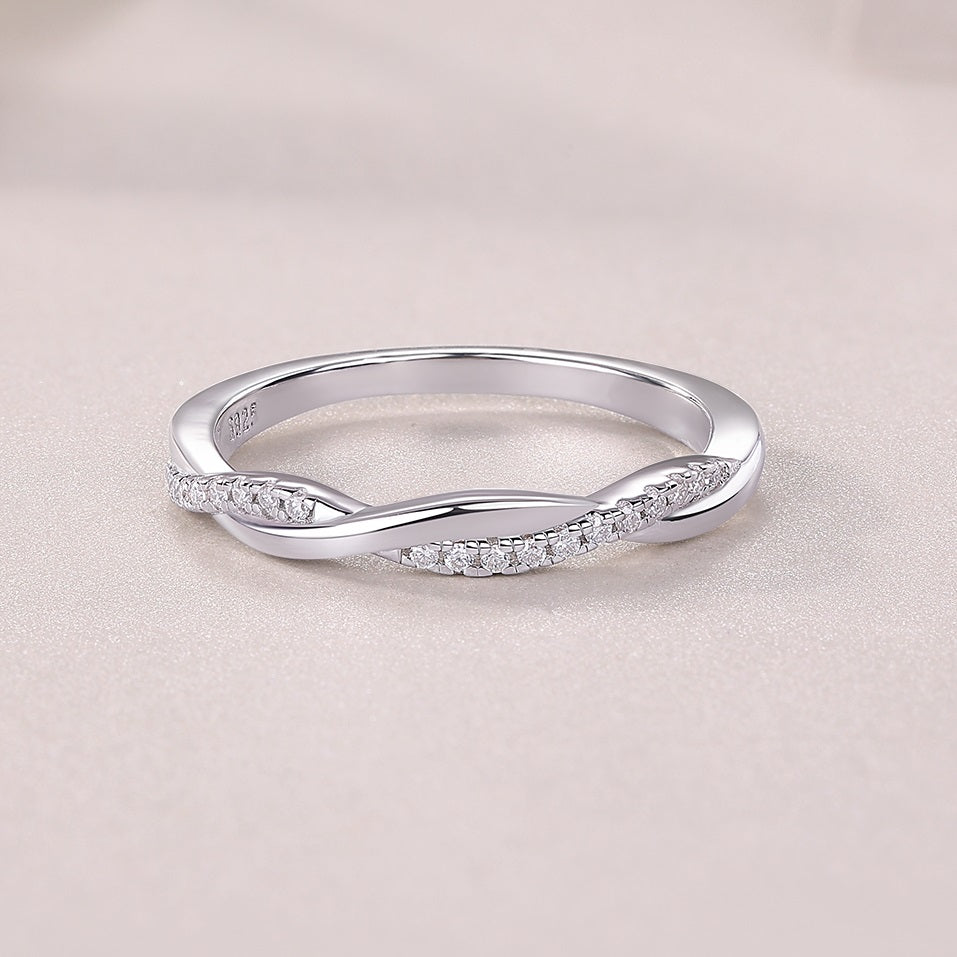 Bague Twin-Life en moissanite – Anneau torsadé en argent S925 à 28 pierres, bijou symbolique en forme de cœurs connectés