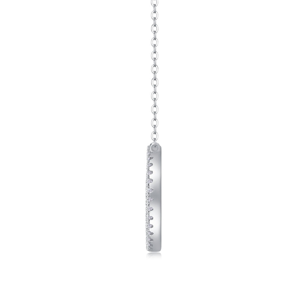 Pendentif en moissanite circulaire - Argent S925 plaqué or blanc 18 carats, 70 pierres 1,4 ct couleur D, taille 3EX, collier pour femme