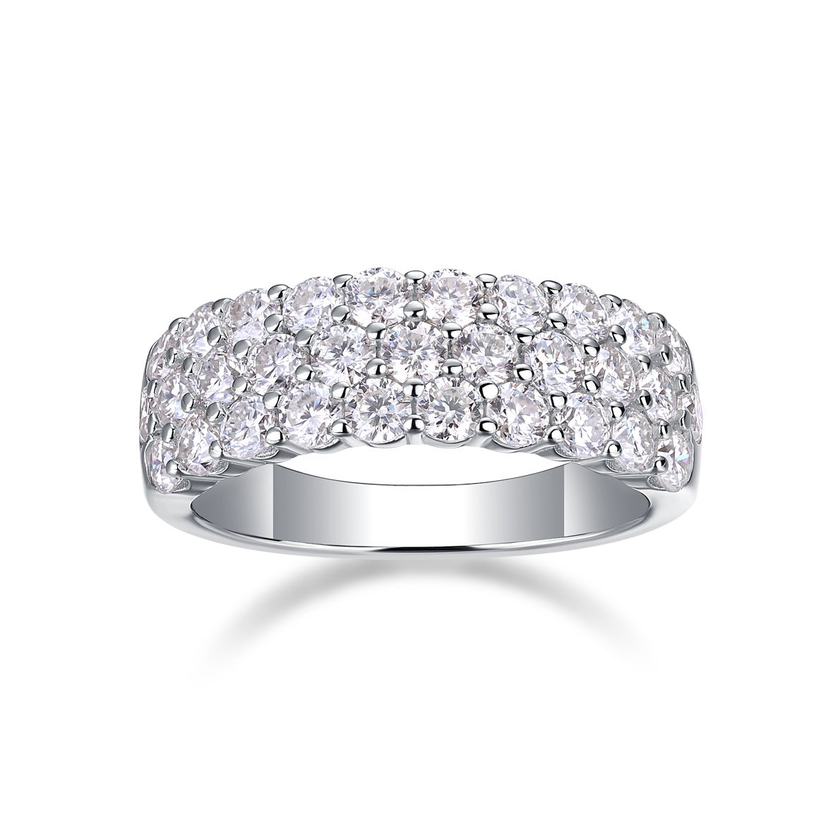 2.5mm Moissanite Phantom Eternity Ring - S925 Sterling Silver Women's Non-Tarnish Band, 31 Stone Light Luxury Jewelry