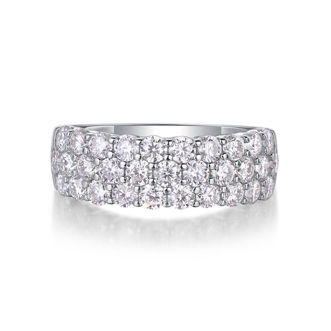2.5mm Moissanite Phantom Eternity Ring - S925 Sterling Silver Women's Non-Tarnish Band, 31 Stone Light Luxury Jewelry
