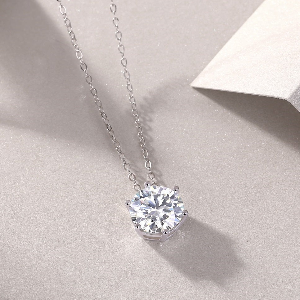 3 Carat Moissanite Pendant Necklace - S925 Sterling Silver Layered Collarbone Chain with GRA Certificate, Light Luxury Women's Jewelry