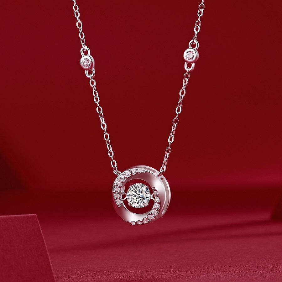 Collier cœur vibrant en moissanite – Chaîne de clavicule légère et luxueuse en argent sterling S925 pour femme, bijoux minimalistes tendance