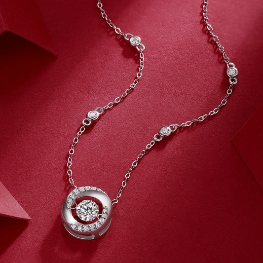 Moissanite Pulsating Heart Necklace - S925 Sterling Silver Light Luxury Collarbone Chain for Women, Trending Minimalist Jewelry