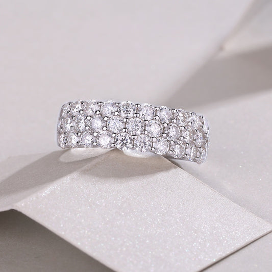 2.5mm Moissanite Phantom Eternity Ring - S925 Sterling Silver Women's Non-Tarnish Band, 31 Stone Light Luxury Jewelry