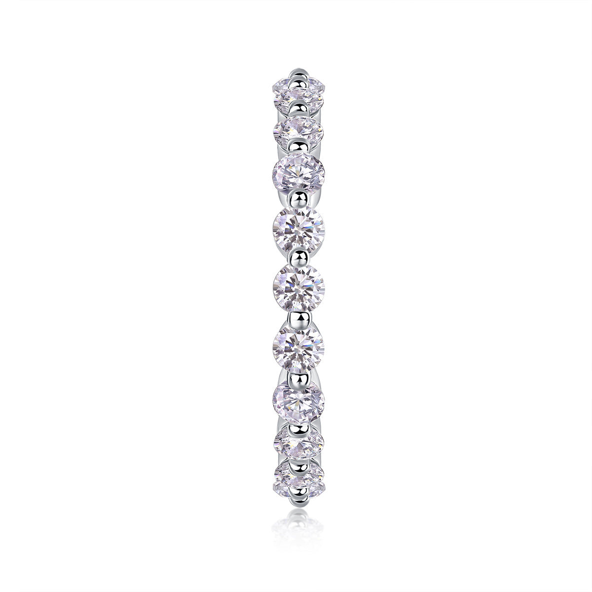 2.6mm Full Moissanite Eternity Ring - S925 Sterling Silver 22-Stone Wedding Band, 3EX Cut D Color Stackable Ring for Women