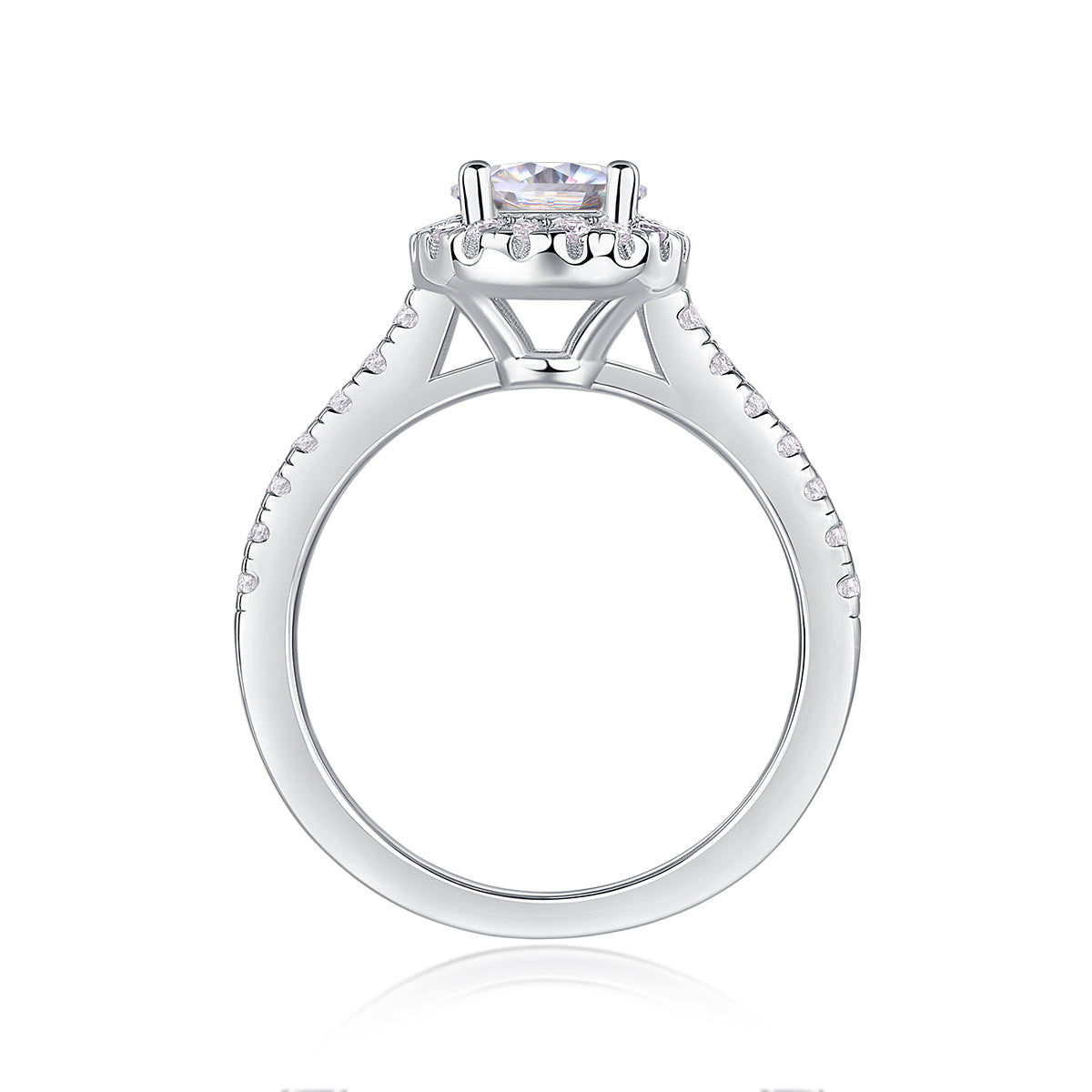 Bague de fiançailles en argent S925 avec moissanite 1 carat, taille ronde de 6,5 mm, halo pour femme, bijoux de mariage
