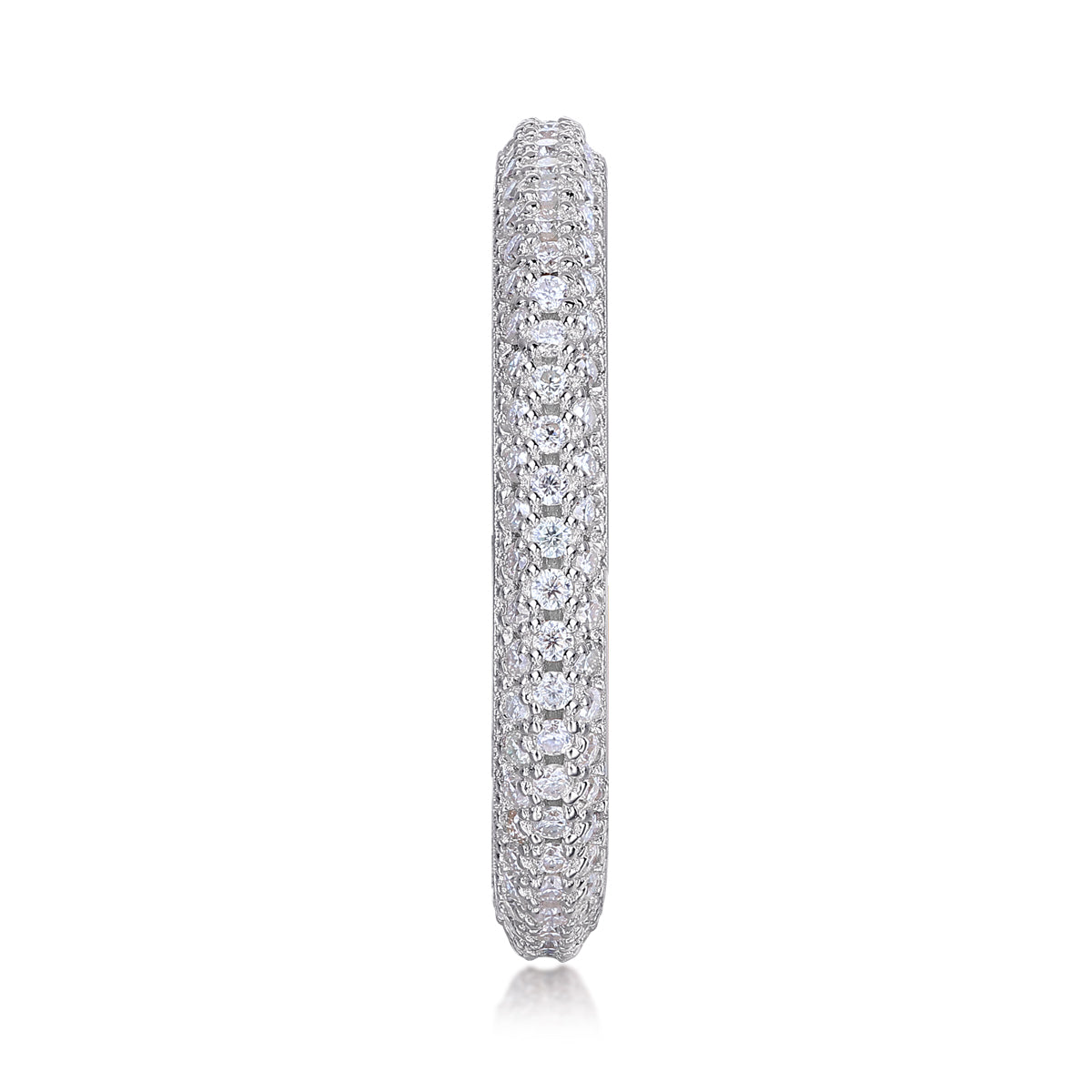 Full Eternity Moissanite Ring - S925 Sterling Silver Curved Band, 360° Sparkle Non-Tarnish Women's Jewelry