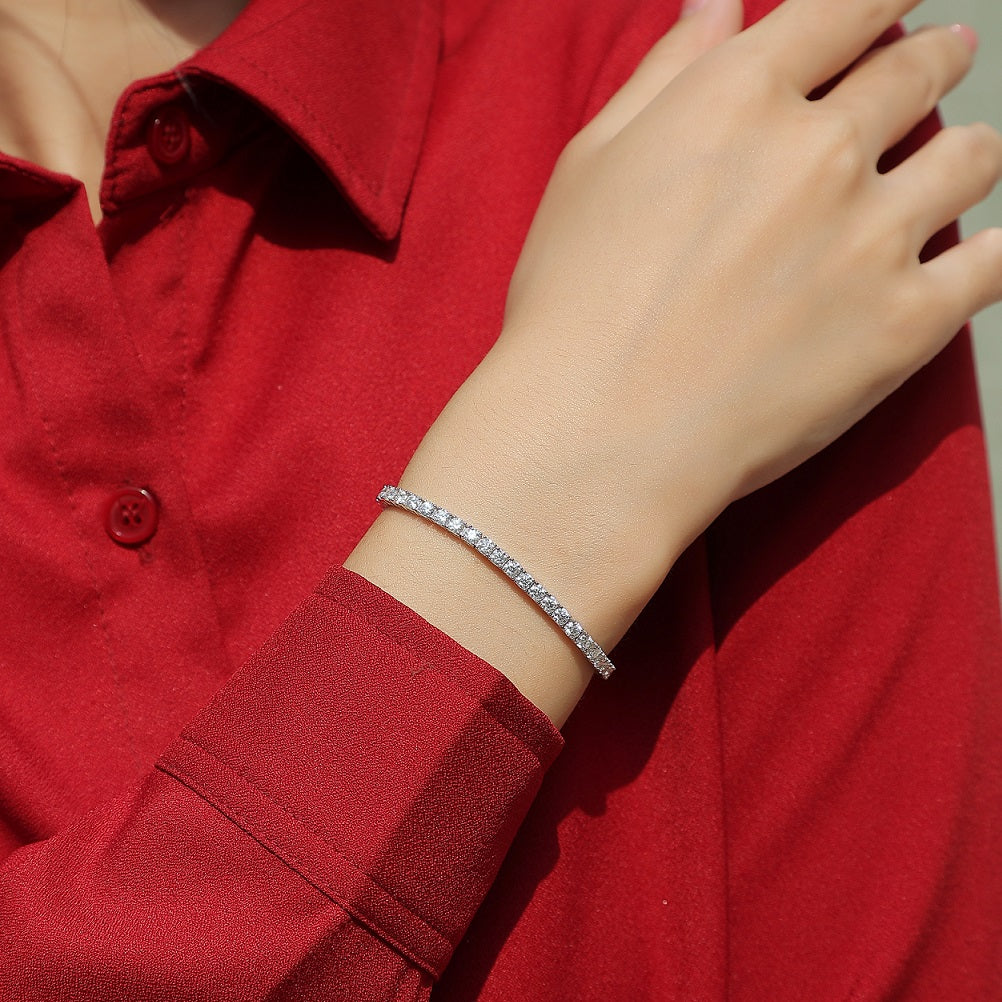 Men's & Women's Tennis Bracelet S925 Sterling Silver - Moissanite Diamond Alternative, Hypoallergenic, Wedding/Party Jewelry
