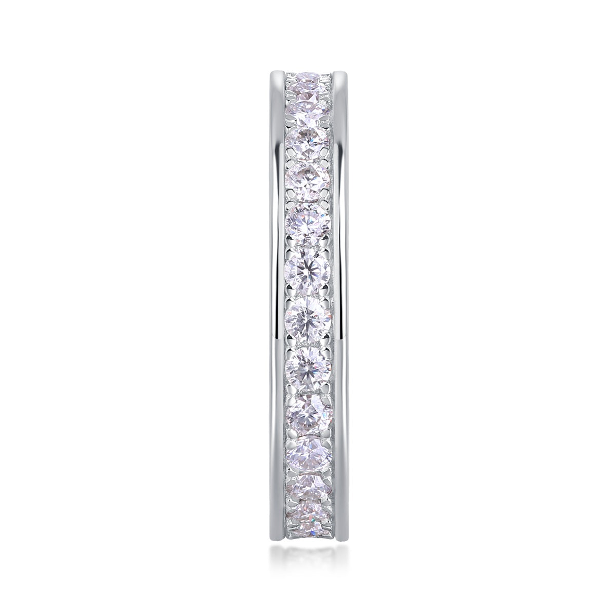 2mm Moissanite Eternity Band Ring - S925 Sterling Silver Full Circle Track Ring, 30 Stone Wedding/Anniversary Jewelry