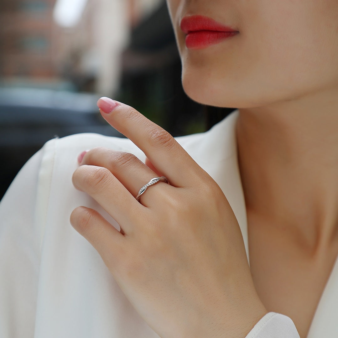 Bague Twin-Life en moissanite – Anneau torsadé en argent S925 à 28 pierres, bijou symbolique en forme de cœurs connectés