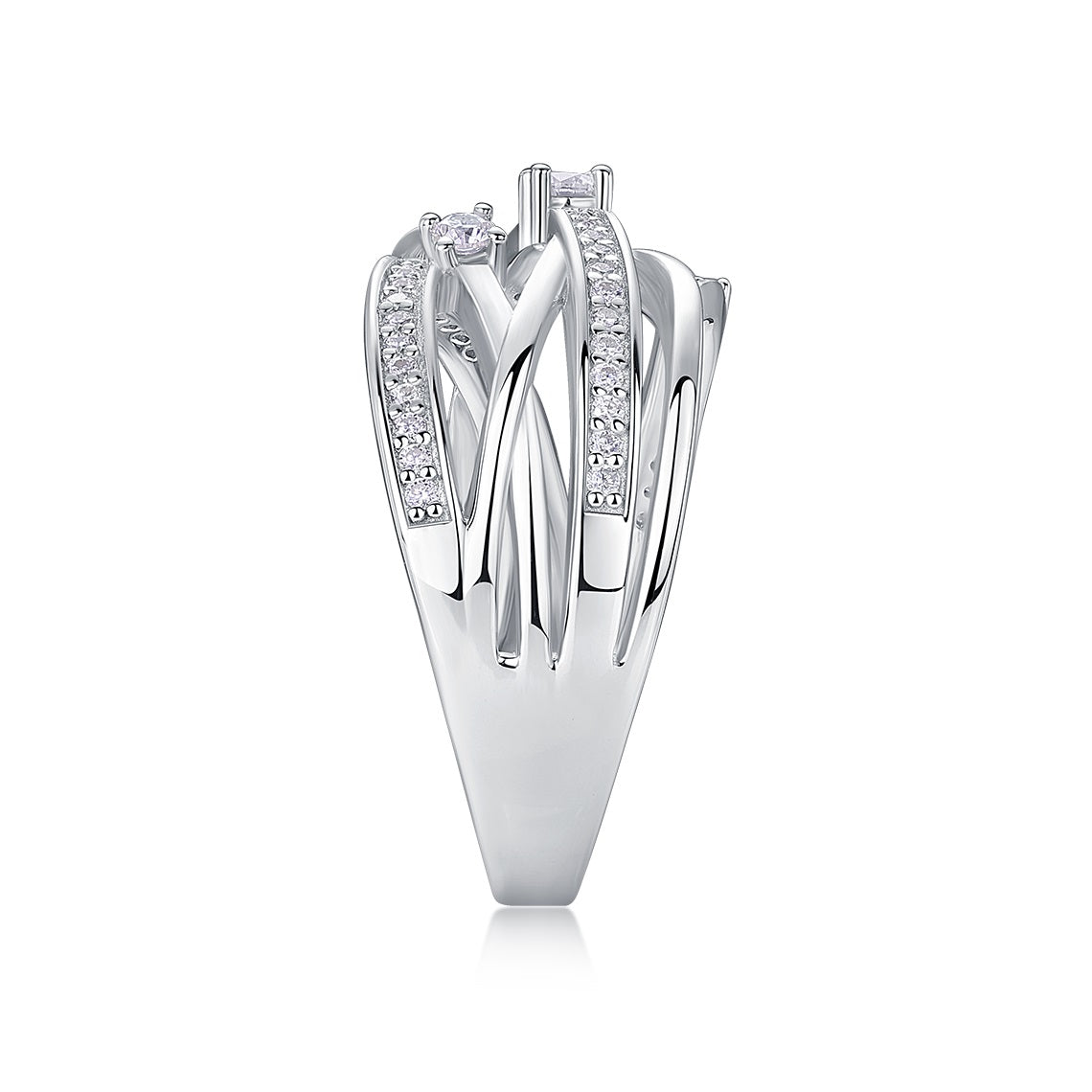 Bague géométrique en moissanite – Argent sterling S925, design entrelacé, anneau fermé, bijou tendance pour femme