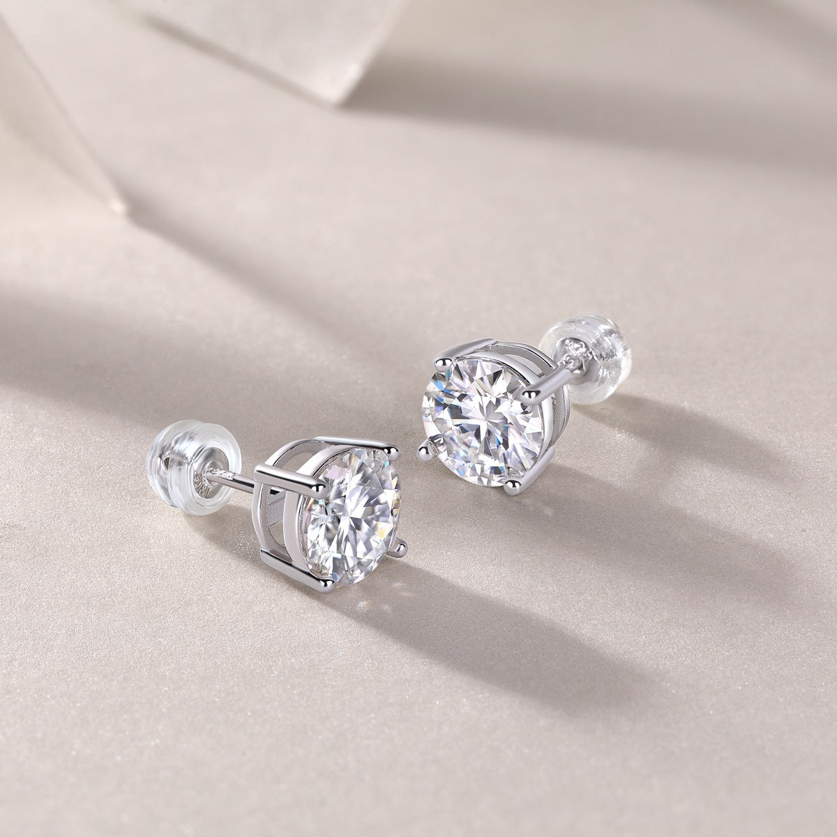 Pure Love 2ct Moissanite Stud Earrings - S925 Sterling Silver Four-Prong Minimalist Earrings for Women, Luxury Diamond Alternative