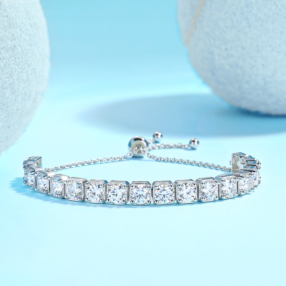 Adjustable Moissanite Tennis Bracelet - S925 Sterling Silver 18-Stone Light Luxury Bracelet for Women, Anniversary/Wedding Gift