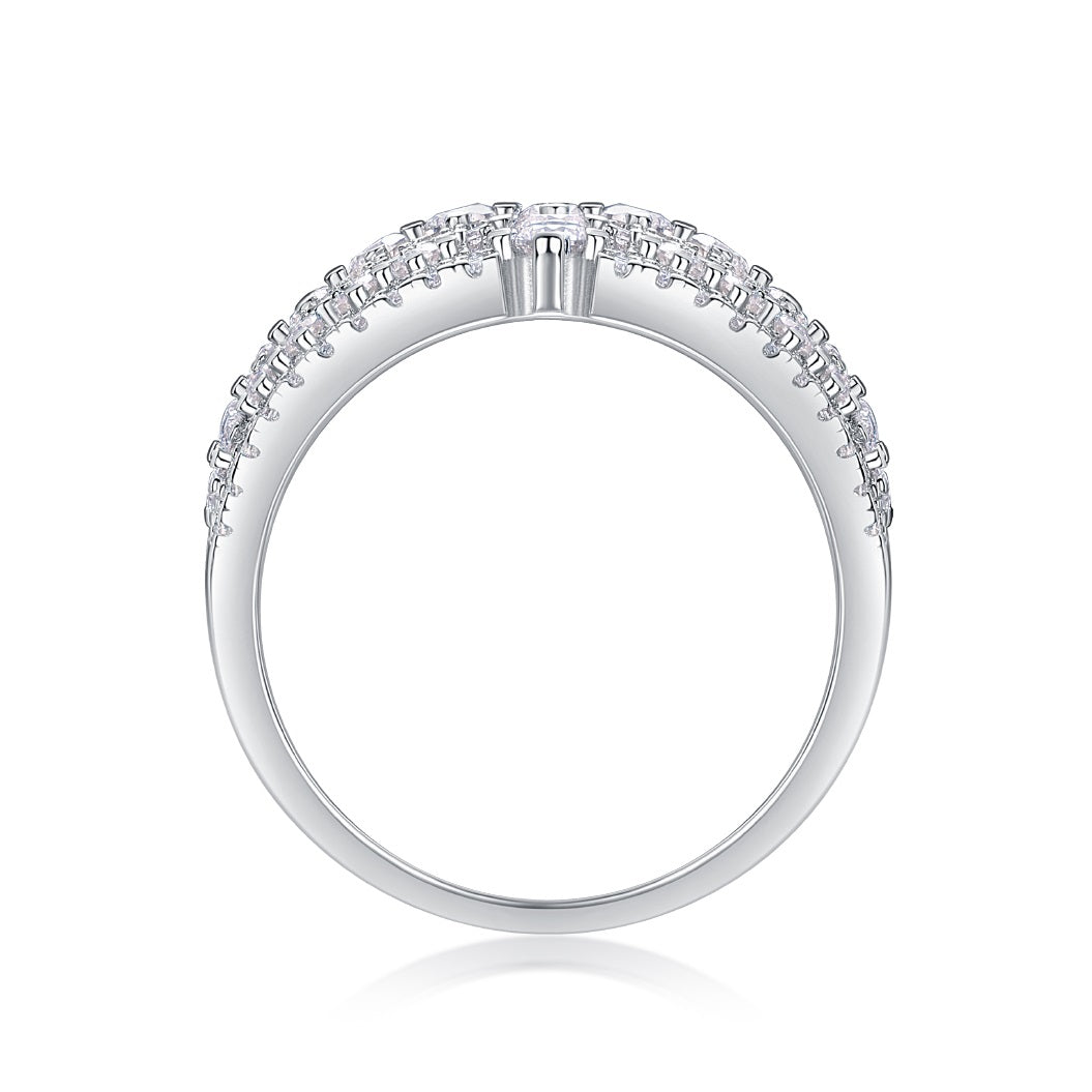 Bague Ballet of Time en moissanite – Bague d'éternité en argent sterling S925, 138 pierres, coupe 3EX, couleur D, lumière dansante