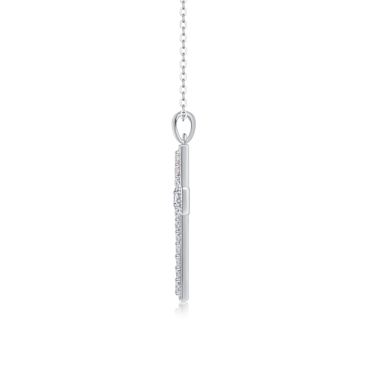 91-Stone Moissanite Cross Necklace - S925 Sterling Silver 3EX Cut D Color Pendant, Religious Collarbone Chain for Women