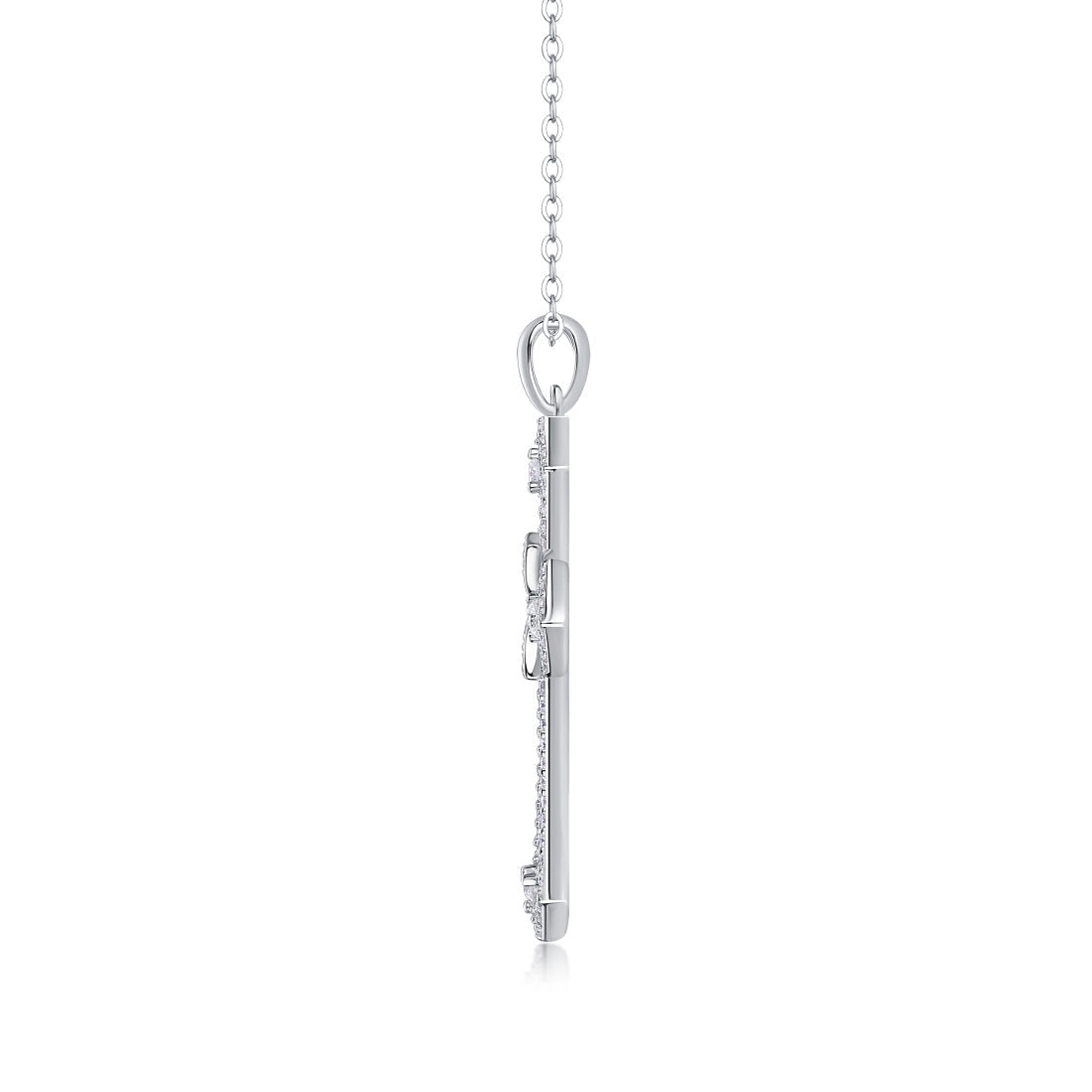 Collier croix en moissanite Shield of Love - Pendentif en argent sterling S925 à 92 pierres, taille 3EX, couleur D, bijou religieux