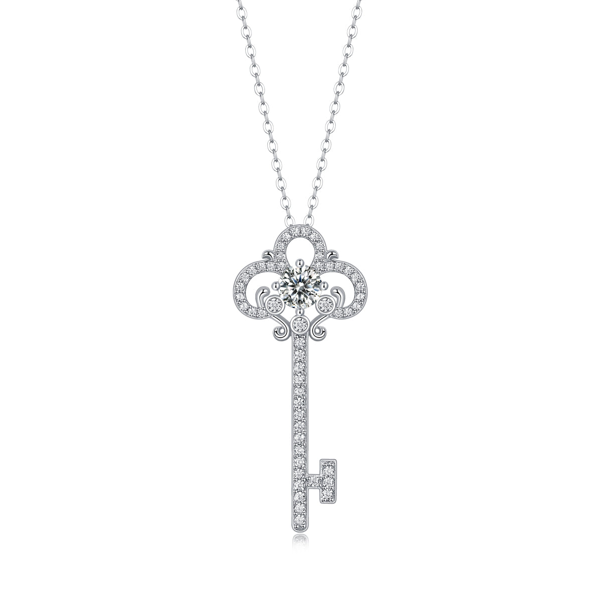Twilight Key Moissanite Necklace - 0.5ct Key Pendant S925 Sterling Silver, Unlock Love Symbolism Eternal Jewelry Gift