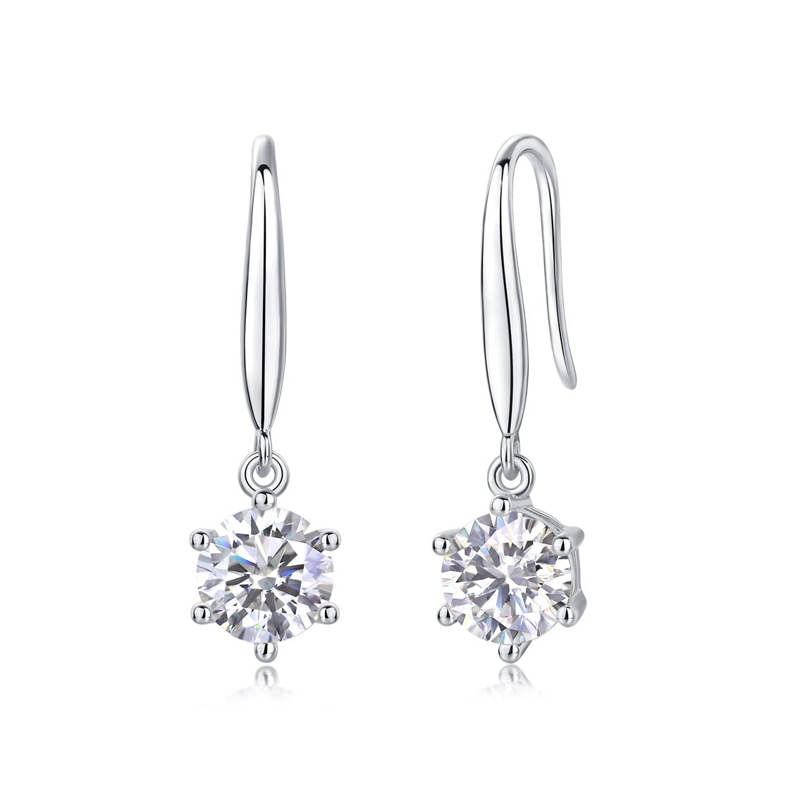 Dancing Breeze Moissanite Drop Earrings - 1ct S925 Sterling Silver Lightweight Dangle Earrings, 3EX Cut D Color