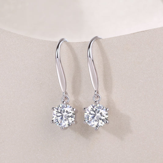 Dancing Breeze Moissanite Drop Earrings - 1ct S925 Sterling Silver Lightweight Dangle Earrings, 3EX Cut D Color