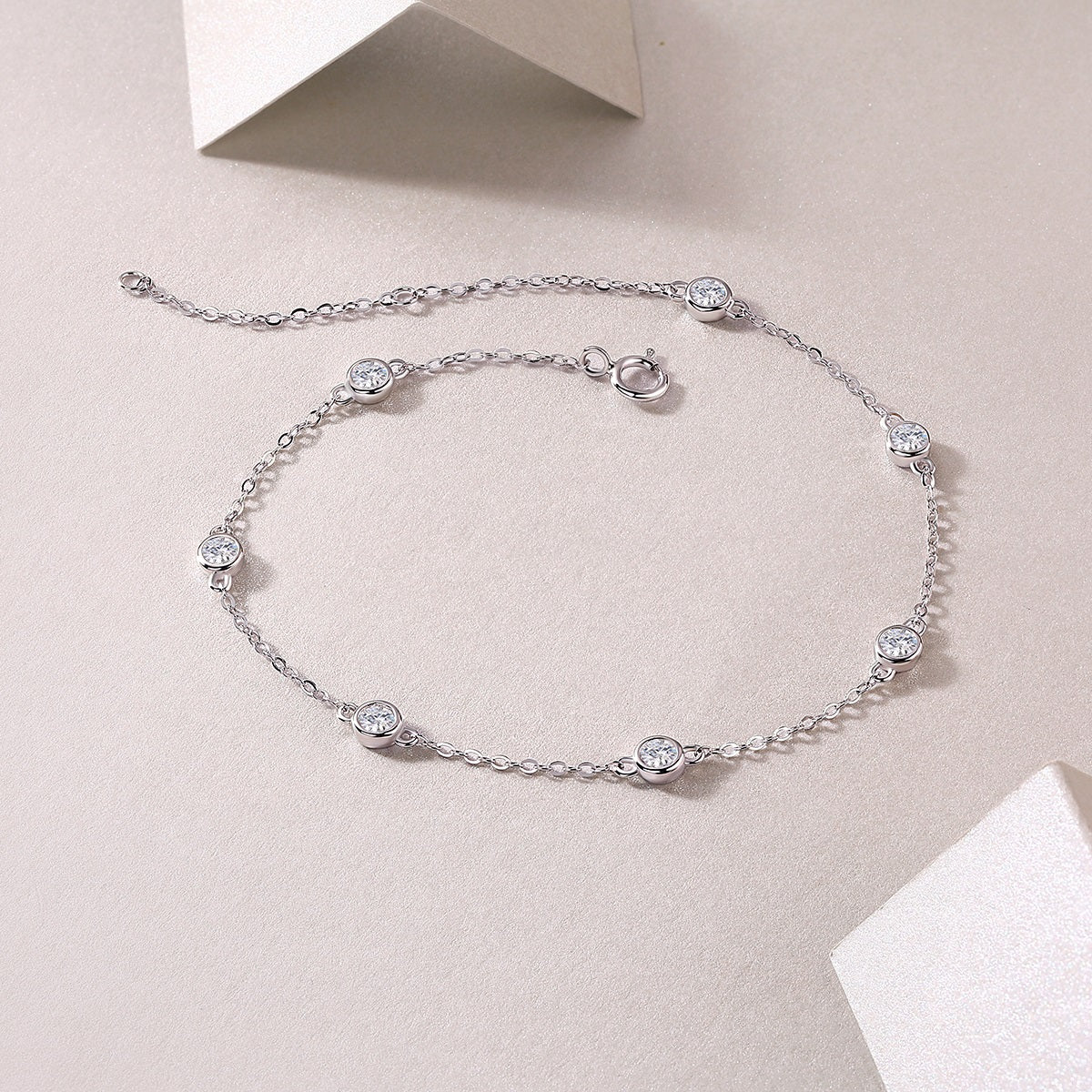 7-Stone/20-Stone Moissanite Bubble Bracelet - Adjustable S925 Sterling Silver Light Luxury Chain, 0.7ct Total D Color Jewelry