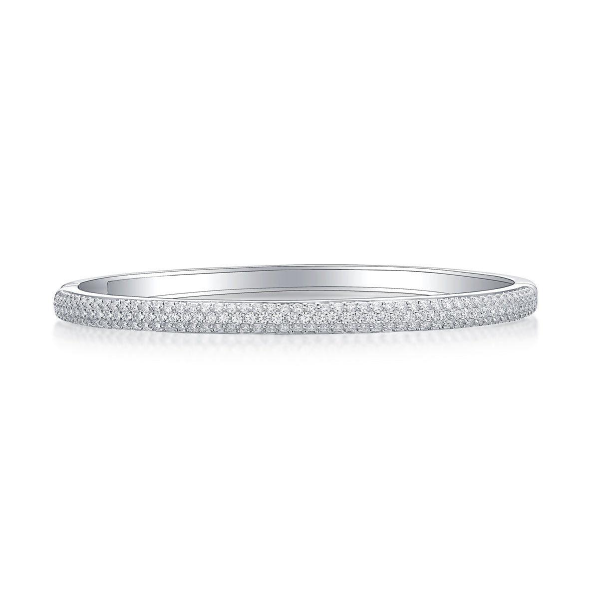 Whisper Moissanite Bangle - S925 Sterling Silver Plated with 18K white gold, 145-Stone D Color 1.5mm Full Eternity Bracelet