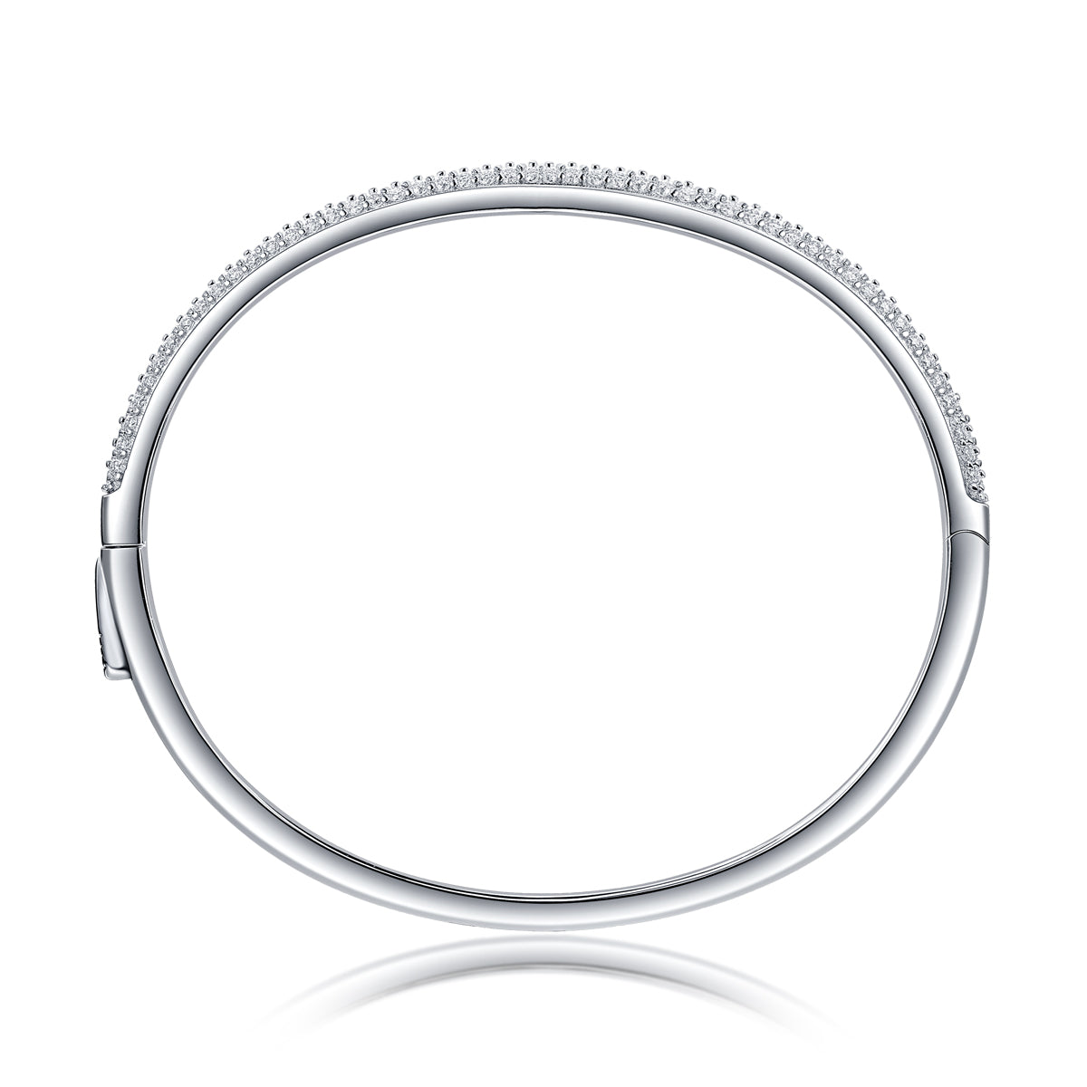 Whisper Moissanite Bangle - S925 Sterling Silver Plated with 18K white gold, 145-Stone D Color 1.5mm Full Eternity Bracelet