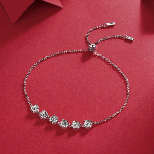 Dreamy Hues Moissanite Bracelet - S925 Sterling Silver Galaxy Jewelry, 0.5ct*6-Stone