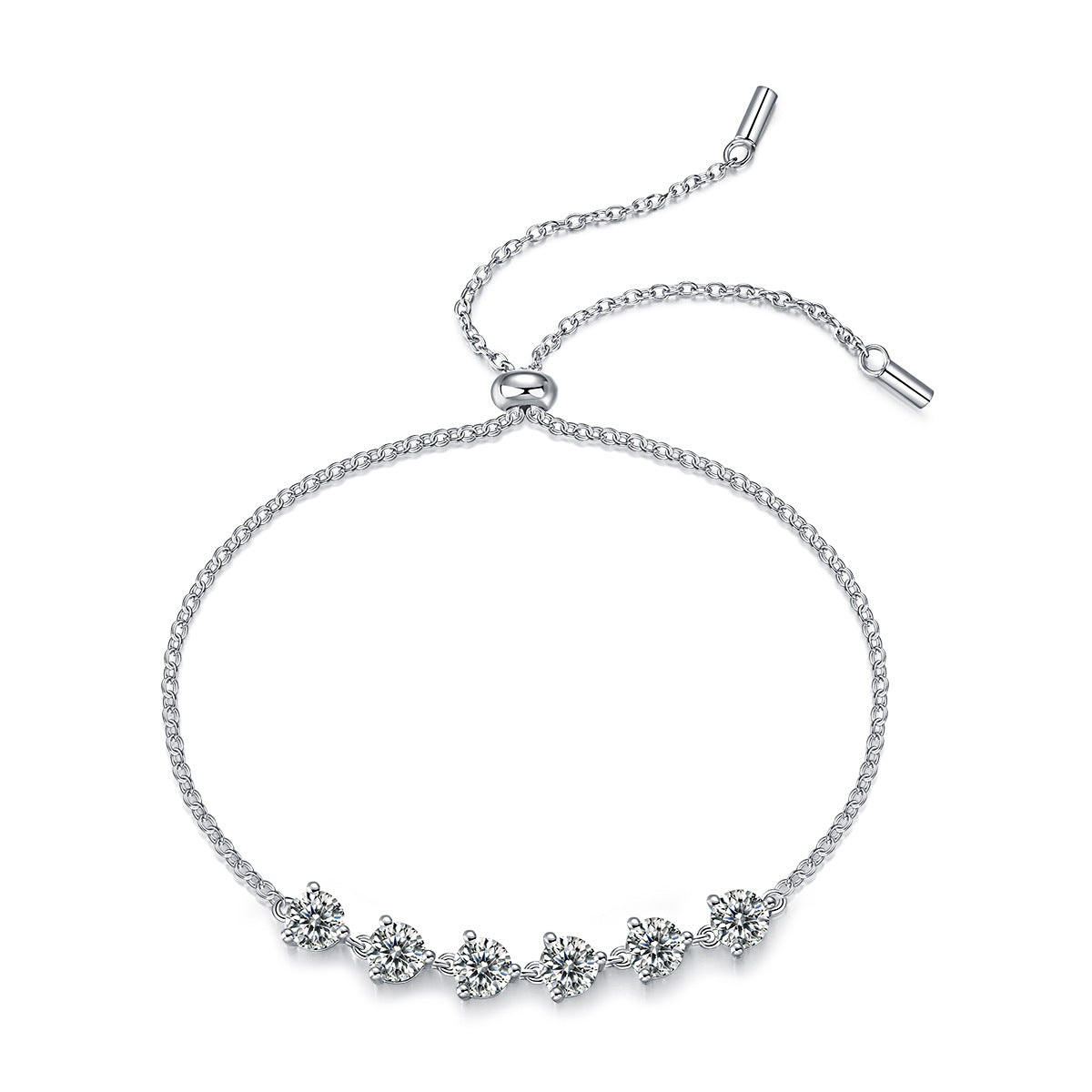 Dreamy Hues Moissanite Bracelet - S925 Sterling Silver Galaxy Jewelry, 0.5ct*6-Stone