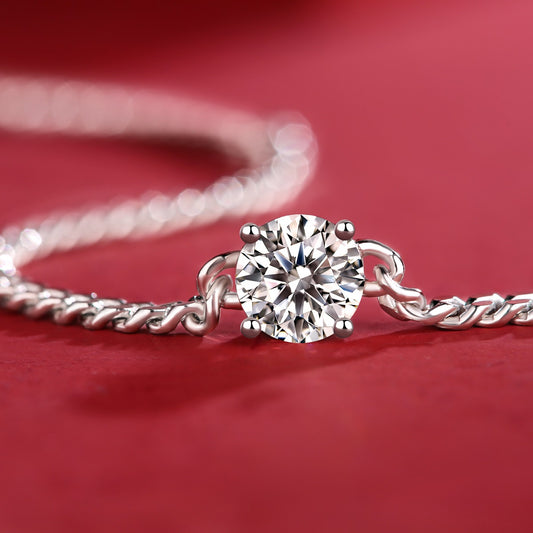 Moissanite Tennis Bracelet - 1ct/2ct D Color 3EX Cut, S925 Sterling Silver 18K White Gold Plated Light Luxury Jewelry | Cuban chain