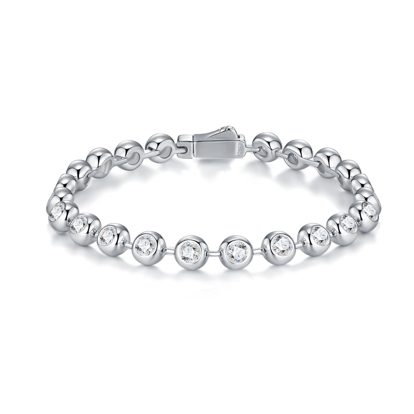 Stellar Beads Moissanite Bracelet - 20-Stone S925 Sterling Silver Light Luxury Tennis Bracelet, 6ct D Color 3EX Cut