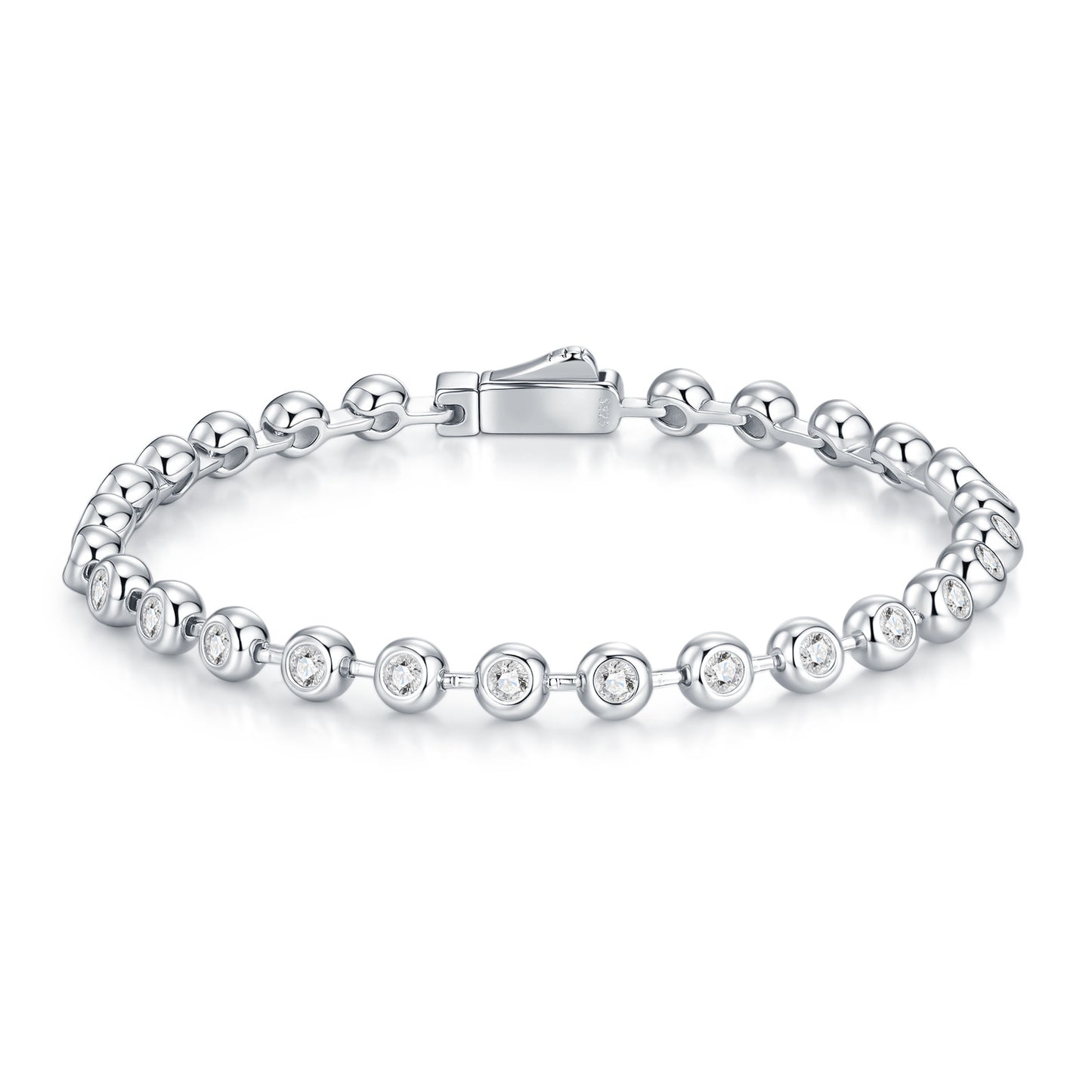 Stellar Beads Moissanite Bracelet - 20-Stone S925 Sterling Silver Light Luxury Tennis Bracelet, 6ct D Color 3EX Cut