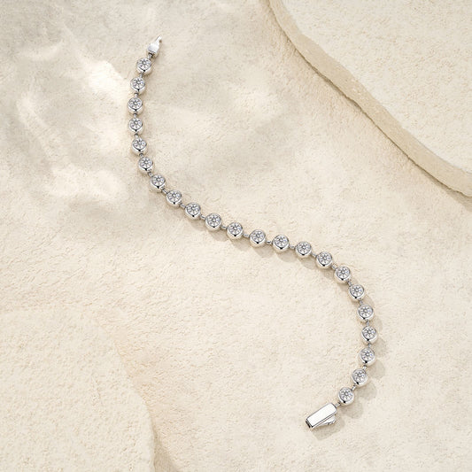 Stellar Beads Moissanite Bracelet - 20-Stone S925 Sterling Silver Light Luxury Tennis Bracelet, 6ct D Color 3EX Cut