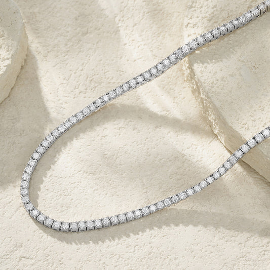 Endless Galaxy Moissanite Tennis Necklace | D Color 3EX Stones | 925 Sterling Silver, 18K White Gold Plated Luxury Jewelry