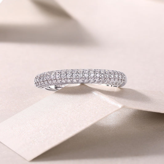 Summer of Our Youth Full Eternity Moissanite Ring | 63 D Color 3EX Stones | 925 Sterling Silver, 18K White Gold Plated Luxury Jewelry