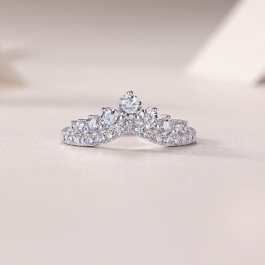 Victoria Crown - Inspired Moissanite Ring | S925 Silver, 18K White Gold Plated, D - Color VVS