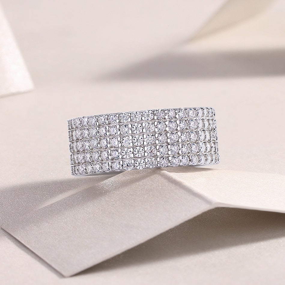 Starry Cluster Moissanite Ring - S925 Sterling Silver 195-Stone Pave Band, D Color 3EX Cut Full Eternity Ring