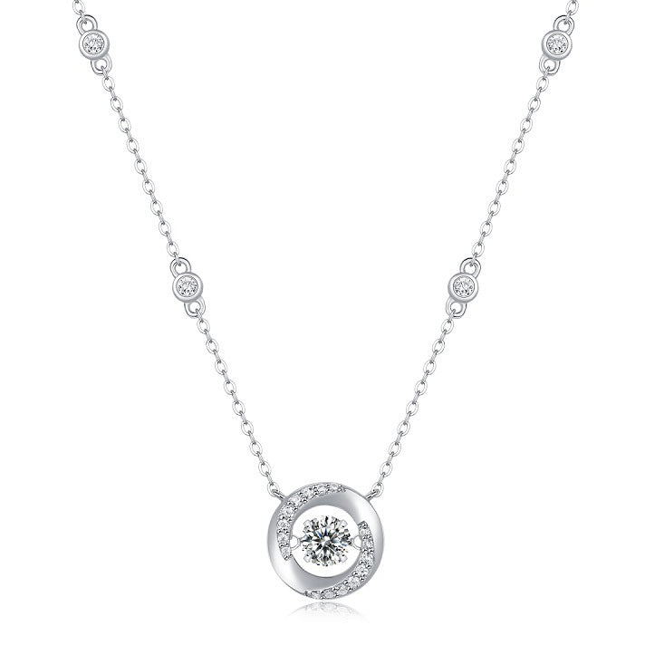 Collier cœur vibrant en moissanite – Chaîne de clavicule légère et luxueuse en argent sterling S925 pour femme, bijoux minimalistes tendance