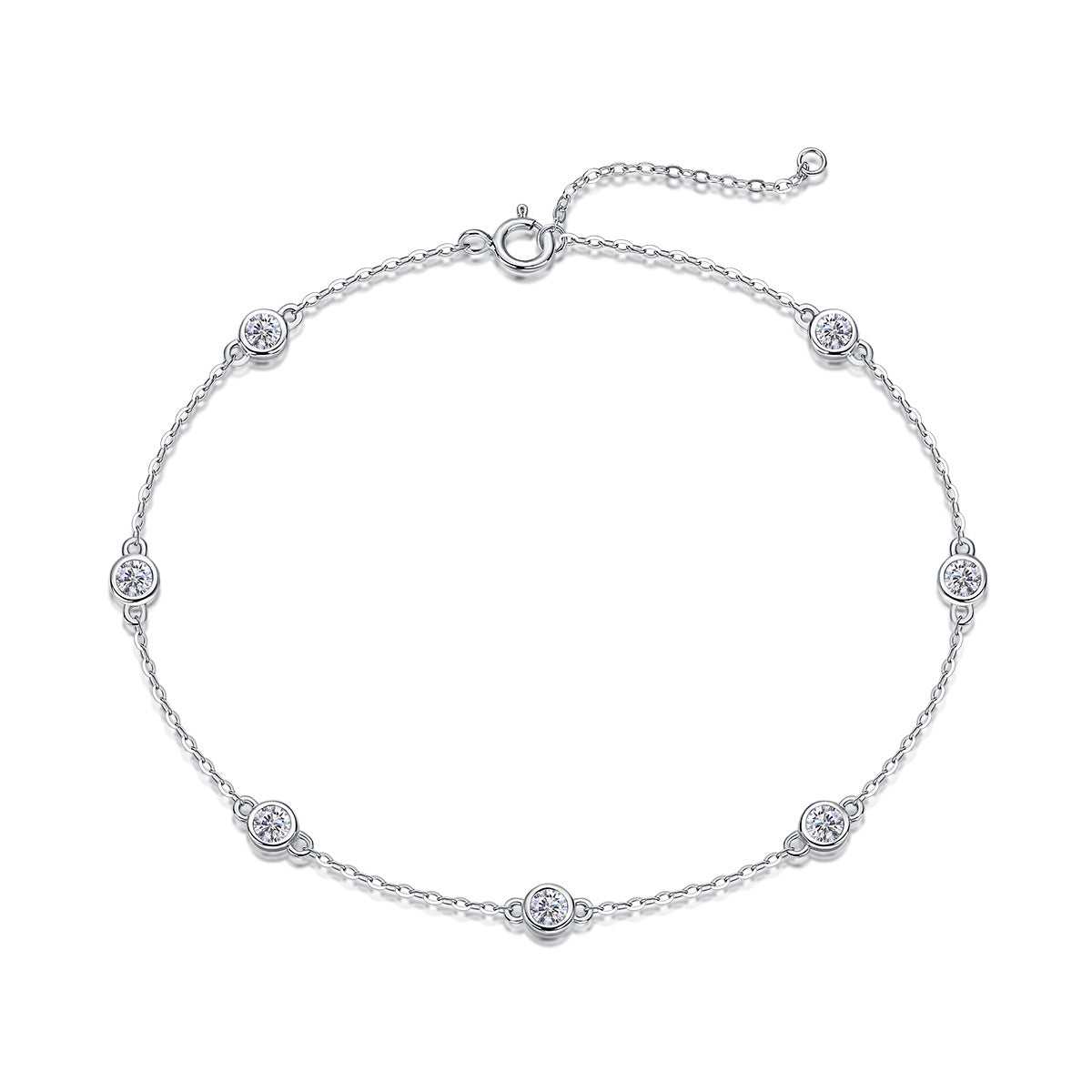 7-Stone/20-Stone Moissanite Bubble Bracelet - Adjustable S925 Sterling Silver Light Luxury Chain, 0.7ct Total D Color Jewelry