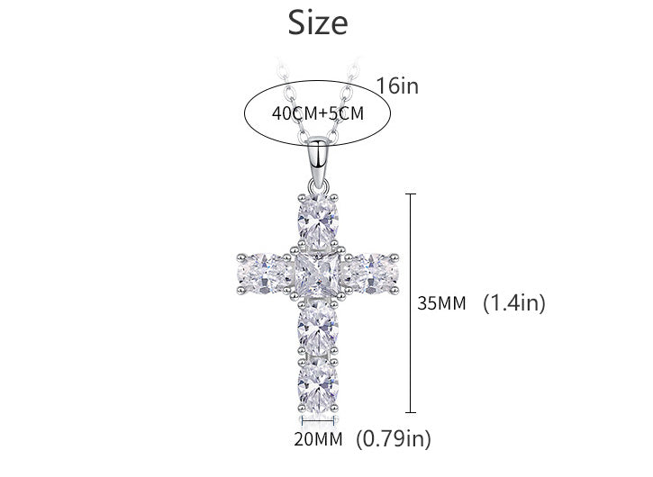 Collier avec pendentif croix en argent sterling S925 et moissanite pour femme – Chaîne de clavicule élégante et personnalisée, bijou chrétien délicat à offrir pour une fête de mariage ou au quotidien.