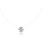 Mermaid Tears Moissanite Pendant Necklace - Invisible Thread Collarbone Chain, Sterling Silver Minimalist Jewelry