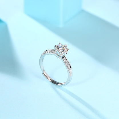 S925 Sterling Silver Moissanite Solitaire Ring for Women - Hypoallergenic, Tarnish-Resistant, Diamond Alternative Wedding Jewelry