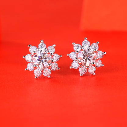 Sunflower Moissanite Stud Earrings - 0.5 Carat S925 Sterling Silver Light Luxury Jewelry, Personalized Gift for Women
