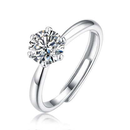S925 Sterling Silver Moissanite Solitaire Ring for Women - Hypoallergenic, Tarnish-Resistant, Diamond Alternative Wedding Jewelry