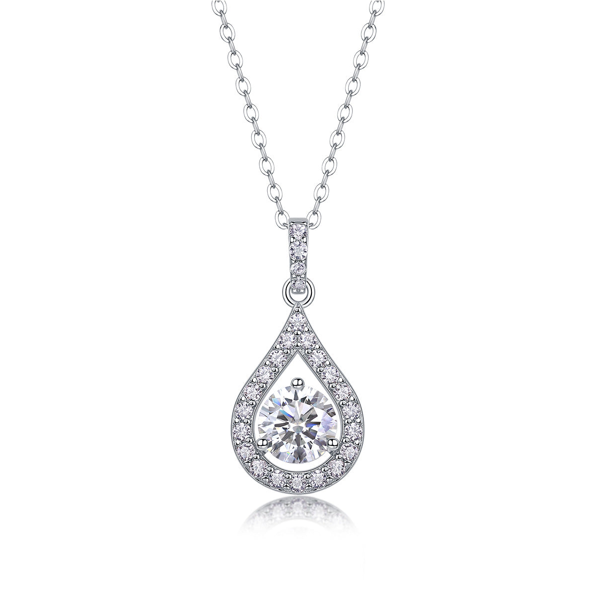 Tear of the Sky 1CT D Color Moissanite Teardrop Necklace | 925 Sterling Silver, 18K White Gold Plated, GRA Certified, Free Global Shipping