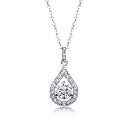 Tear of the Sky 1CT D Color Moissanite Teardrop Necklace | 925 Sterling Silver, 18K White Gold Plated, GRA Certified, Free Global Shipping