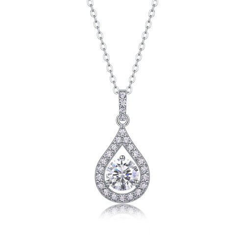 Tear of the Sky 1CT D Color Moissanite Teardrop Necklace | 925 Sterling Silver, 18K White Gold Plated, GRA Certified, Free Global Shipping