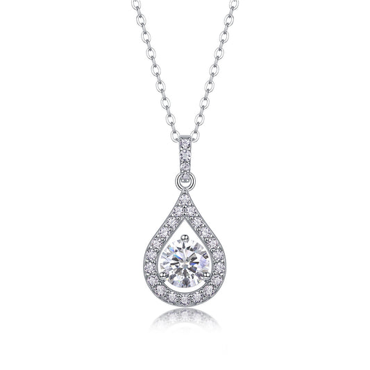 Tear of the Sky 1CT D Color Moissanite Teardrop Necklace | 925 Sterling Silver, 18K White Gold Plated, GRA Certified, Free Global Shipping