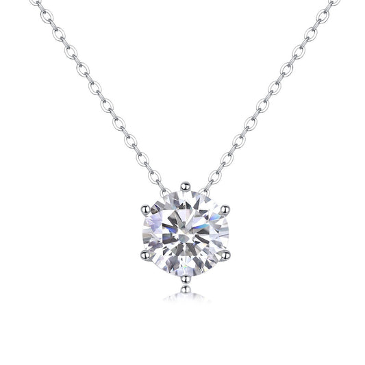 3 Carat Moissanite Pendant Necklace - S925 Sterling Silver Layered Collarbone Chain with GRA Certificate, Light Luxury Women's Jewelry