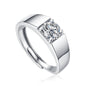Radiance of Prestige Moissanite Ring - 1ct Adjustable Unisex Crown Ring, S925 Sterling Silver Wide Band Statement Jewelry