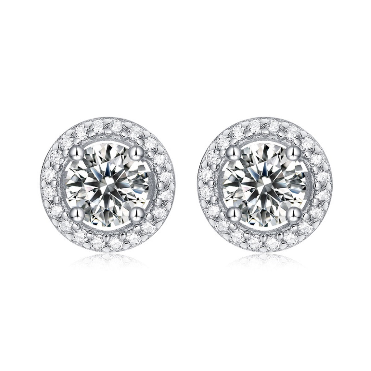 Round Moissanite Stud Earrings - S925 Sterling Silver Wedding Jewelry for Women, Yellow/White Moissanite Options
